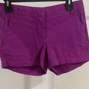 J. Crew High Waist Purple Striped Shorts